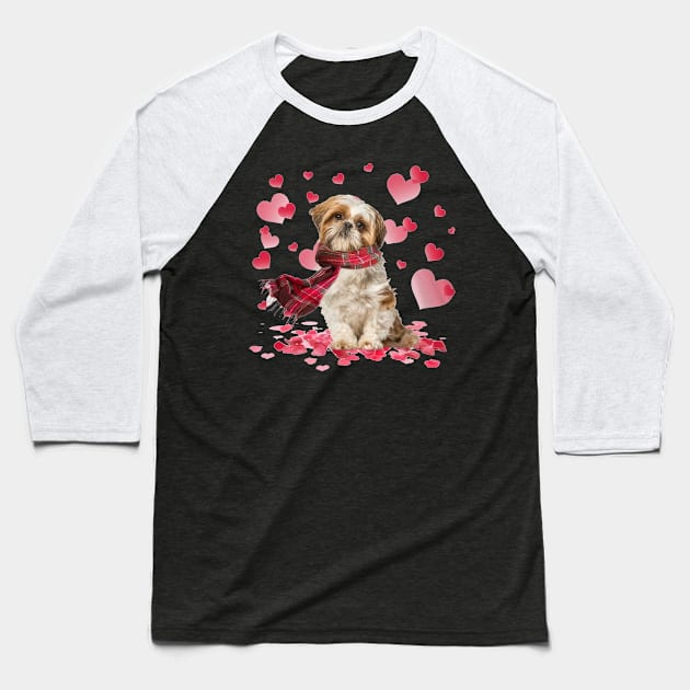 Shih Tzu Hearts Love Happy Valentine's Day Baseball T-Shirt by cyberpunk art